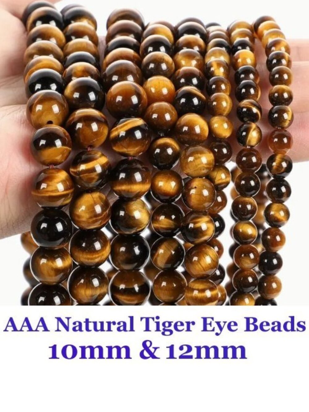 AAA Natural Tiger Eye Beads Vibrant Brown, Golden & Black Marble Beads